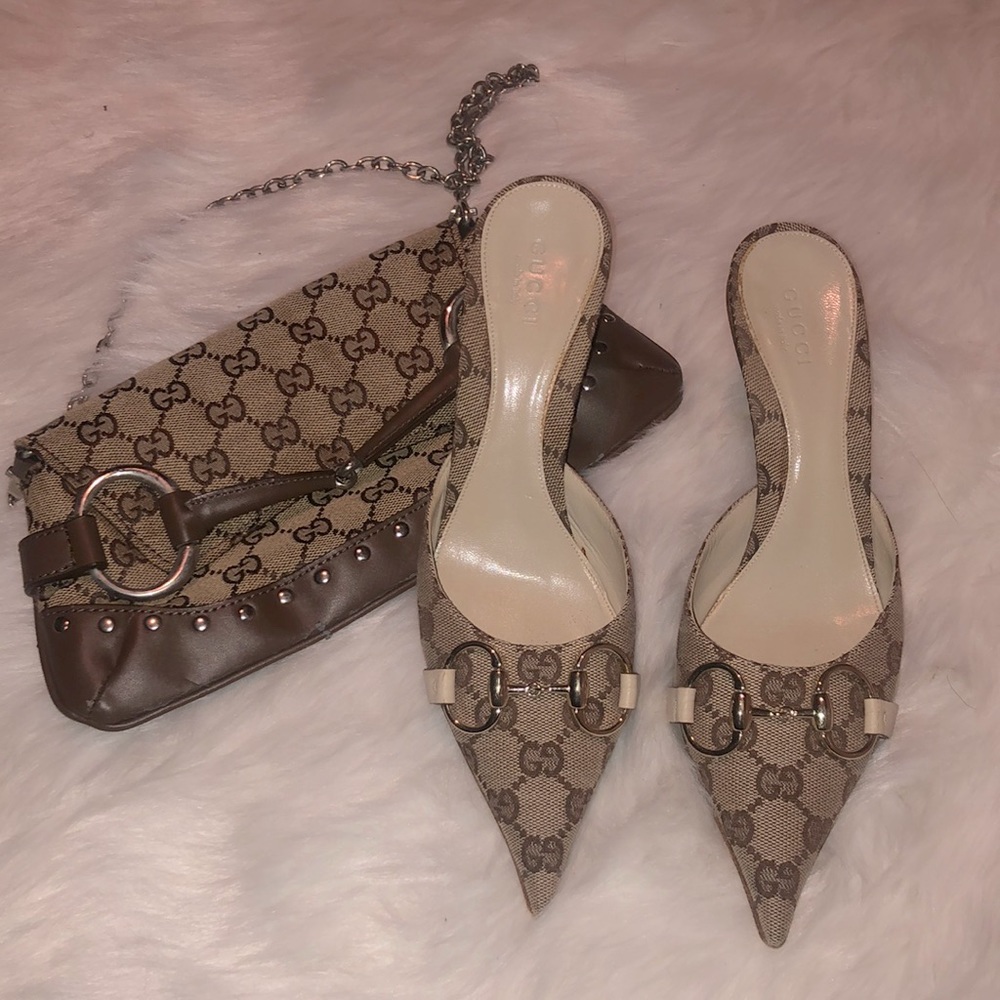 Gucci monogram mules